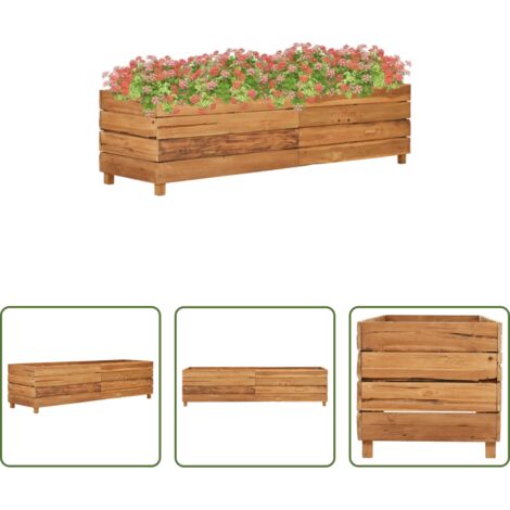 vidaXL Fioriera in acciaio -  Letto Rialzato 150x40x38 cm Legno di Teak di Recupero e Acciaio