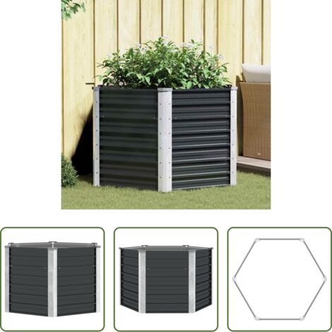 vidaXL Fioriera in acciaio zincato -  Fioriera per Giardino Antracite 129x129x77cm in Acciaio Zincato