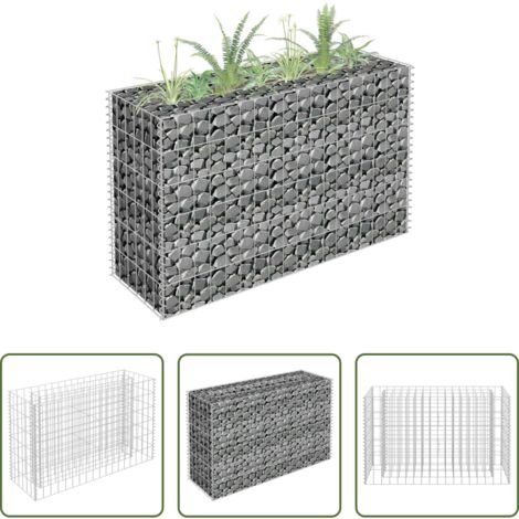 vidaXL Fioriera in acciaio zincato -  Gabbione Letto Rialzato in Acciaio Zincato 90x30x60 cm