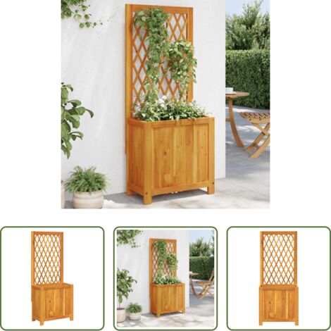 vidaXL Fioriera in legno -  Fioriera con Traliccio 55x29,5x132 cm Legno Massello di Acacia