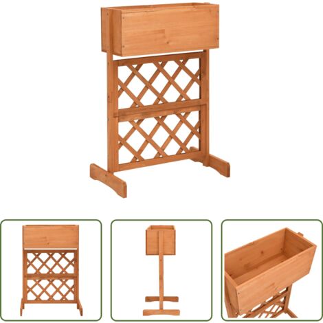 vidaXL Fioriera in legno -  Fioriera con Traliccio Arancione 45x30x74 cm Massello di Abete