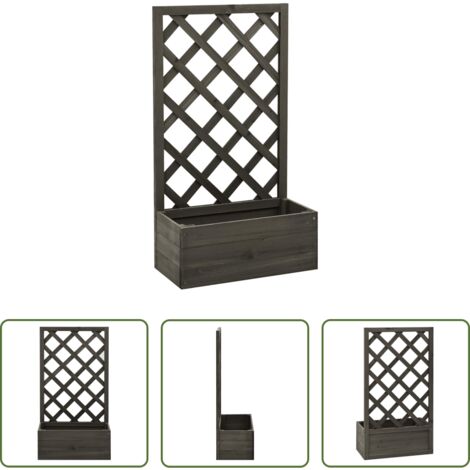 vidaXL Fioriera in legno -  Fioriera con Traliccio Grigia 50x25x90 cm Massello di Abete