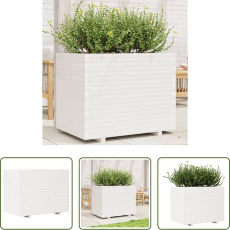 vidaXL Fioriera in legno -  Fioriera da Giardino Bianca 90x60x72,5cm Legno Massello di Pino