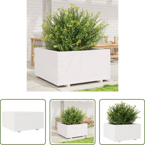 vidaXL Fioriera in legno -  Fioriera da Giardino Bianca 90x90x49,5cm Legno Massello di Pino