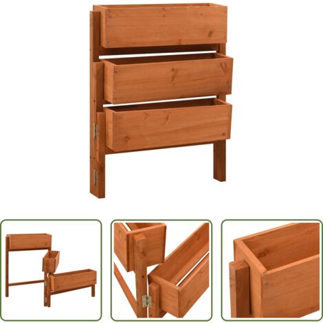 vidaXL Fioriera in legno -  Fioriera Giardino Pieghevole Arancione 60x14x75 cm Legno Abete