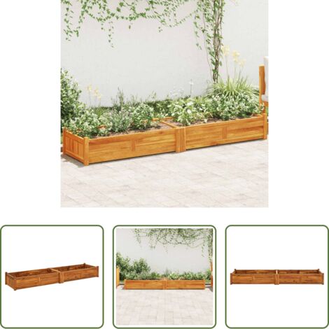 vidaXL Fioriera in legno -  Letto Rialzato da Giardino in Legno di Acacia 200x50x25 cm