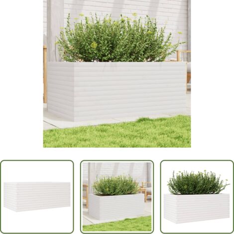vidaXL Fioriera in pino -  Fioriera da Giardino Bianca 110x60x45,5 cm Legno Massello Pino