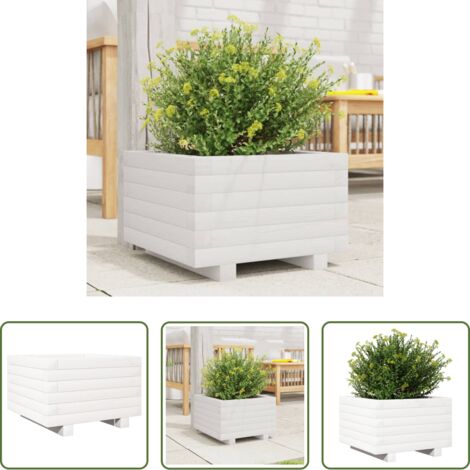 vidaXL Fioriera in pino -  Fioriera da Giardino Bianca 40x40x26,5cm Legno Massello di Pino