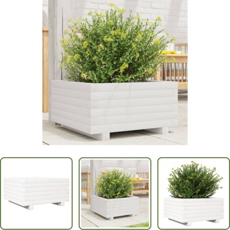 vidaXL Fioriera in pino -  Fioriera da Giardino Bianca 50x50x26,5cm Legno Massello di Pino