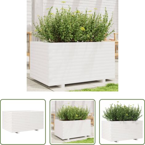 vidaXL Fioriera in pino -  Fioriera da Giardino Bianca 90x60x49,5cm Legno Massello di Pino