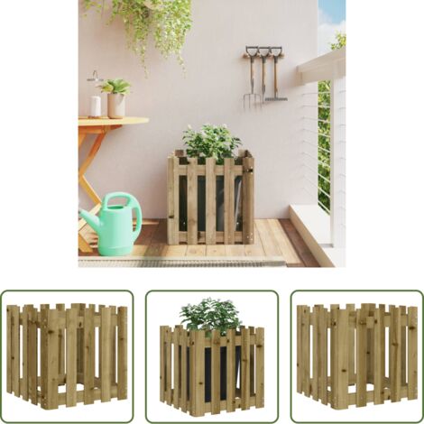 vidaXL Fioriera in pino -  Fioriera Giardino a Recinzione 50x50x50Pino Massello Impregnato
