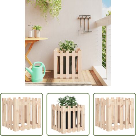 vidaXL Fioriera in pino -  Fioriera Giardino Design a Recinzione 50x50x50 cm Massello Pino