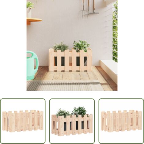vidaXL Fioriera in pino -  Fioriera Giardino Design a Recinzione 60x30x30 cm Massello Pino