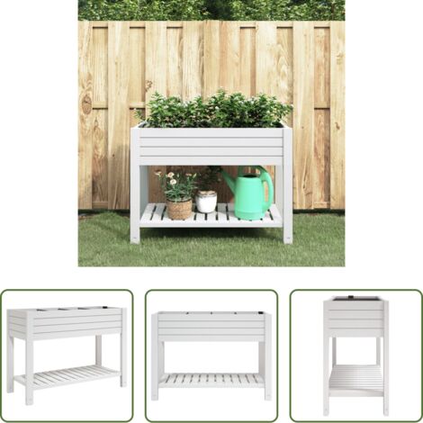 vidaXL Fioriera in polipropilene -  Fioriera Rialzata da Giardino Bianca 110x45x79 cm Polipropilene