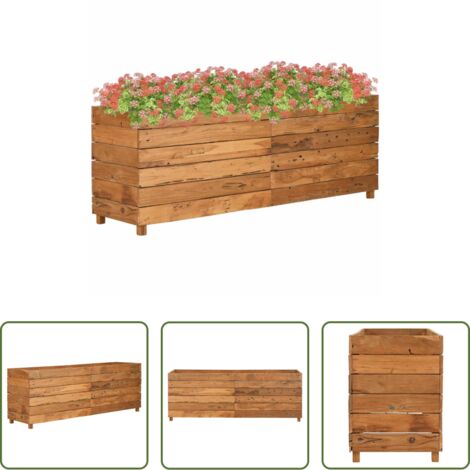 vidaXL Fioriera in teak -  Letto Rialzato 150x40x55 cm Legno di Teak di Recupero e Acciaio