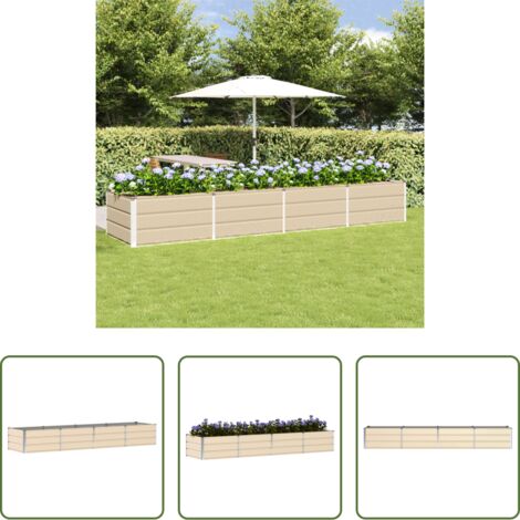 vidaXL Fioriera interna -  Fioriera Avorio 320 x 80 x 45 cm Acciaio