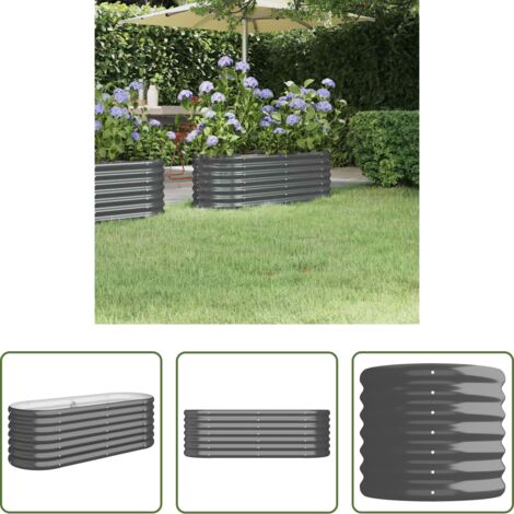vidaXL Fioriera -  Letto da Giardino in Acciaio Zincato 114x40x36 cm Antracite