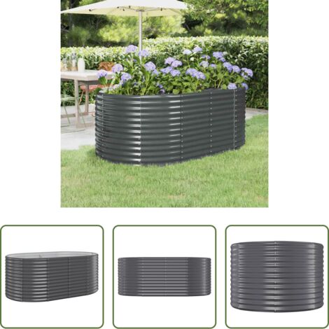 vidaXL Fioriera -  Letto da Giardino in Acciaio Zincato 175x100x68 cm Antracite