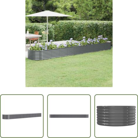 vidaXL Fioriera -  Letto da Giardino in Acciaio Zincato 440x80x36 cm Antracite