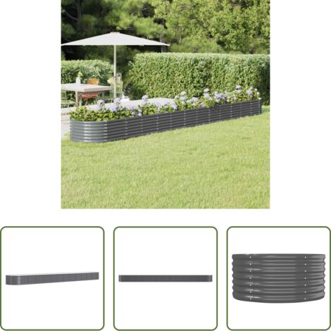vidaXL Fioriera -  Letto da Giardino in Acciaio Zincato 512x80x36 cm Antracite