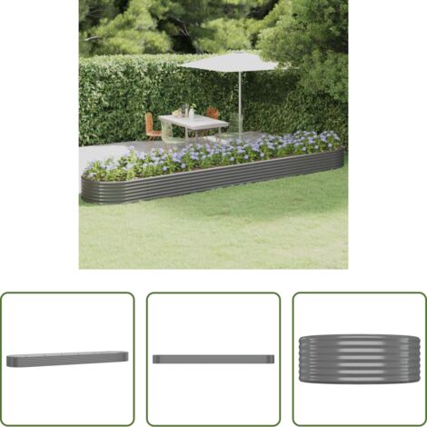 vidaXL Fioriera -  Letto Giardino Acciaio Zincato 507x100x36cm Grigio