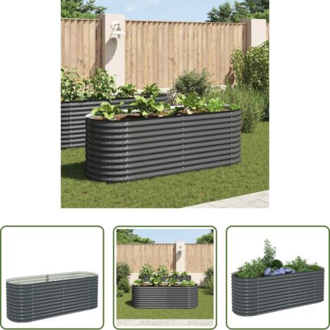 vidaXL Fioriera -  Letto Rialzato Giardino 240x80x81 cm in Acciaio Zincato Grigio