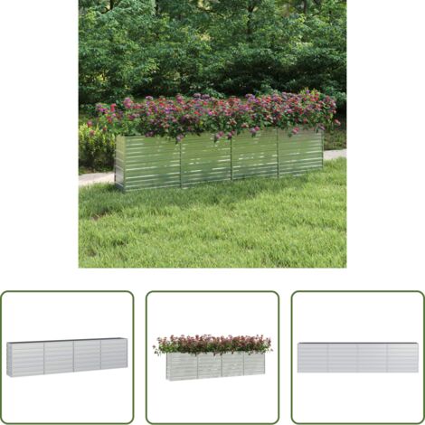 vidaXL Fioriera -  Letto Rialzato Giardino 320x40x77 cm in Acciaio Zincato Argento