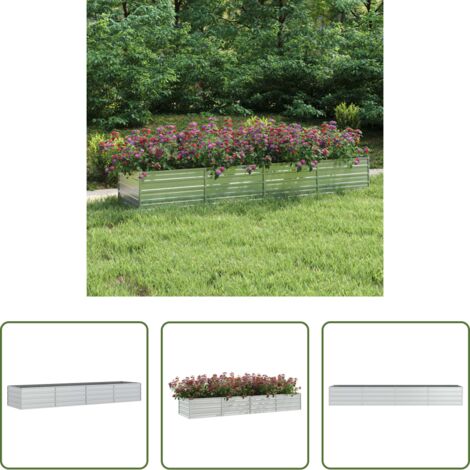 vidaXL Fioriera -  Letto Rialzato Giardino 320x80x45 cm in Acciaio Zincato Argento