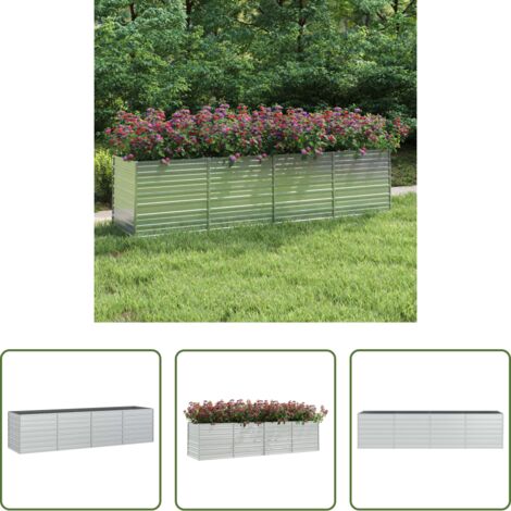 vidaXL Fioriera -  Letto Rialzato Giardino 320x80x77 cm in Acciaio Zincato Argento