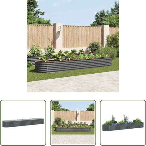 vidaXL Fioriera -  Letto Rialzato Giardino 400x80x44 cm in Acciaio Zincato Grigio