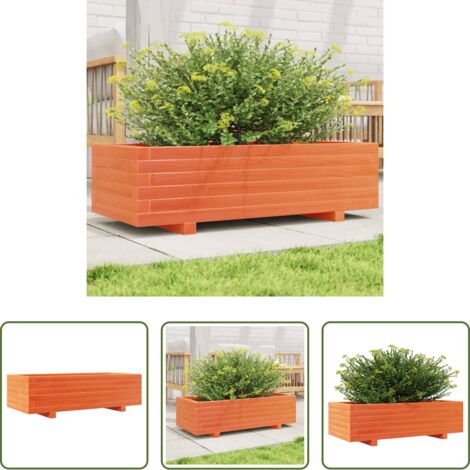 vidaXL Fioriera marrone -  Fioriera Giardino Marrone Cera 90x40x26,5cm Legno Massello Pino