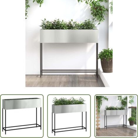 vidaXL Fioriera moderna -  Vaso da Giardino Rialzato Argento 100 x 26 x 82 cm