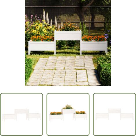 vidaXL Fioriera per balcone -  Fioriera Bianca 245,5x44x75 cm in Legno Massello di Pino
