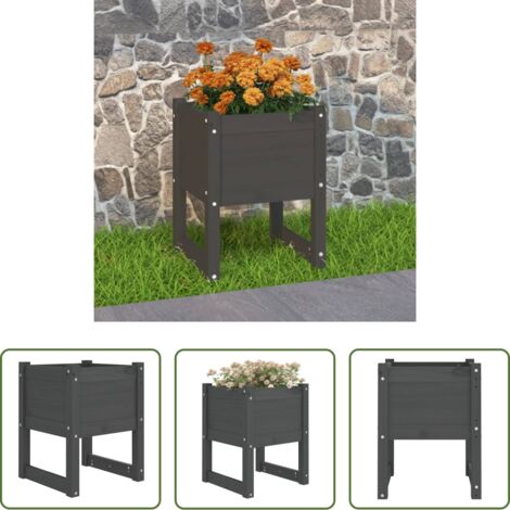 vidaXL Fioriera per balcone -  Fioriera Grigio 40x40x52,5 cm in Legno Massello di Pino
