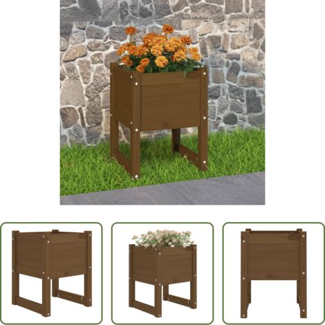 vidaXL Fioriera per balcone -  Fioriera Marrone Ambra 40x40x52,5 cm in Legno Massello di Pino