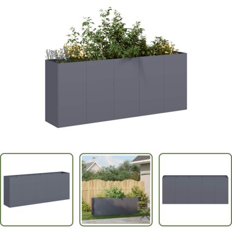 vidaXL Fioriera per giardino -  Fioriera Antracite 200x40x80 cm in Acciaio Laminato a Freddo