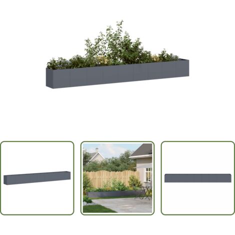 vidaXL Fioriera per giardino -  Fioriera Antracite 360x40x40 cm in Acciaio Laminato a Freddo