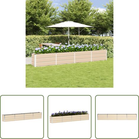vidaXL Fioriera per giardino -  Fioriera Avorio 320 x 40 x 45 cm Acciaio