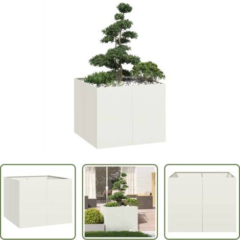 vidaXL Fioriera per giardino -  Fioriera Bianca 100x100x80 cm in Acciaio