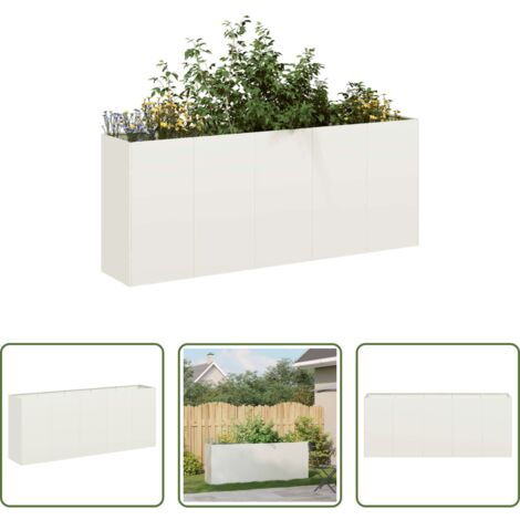 vidaXL Fioriera per giardino -  Fioriera Bianca 200x40x80 cm in Acciaio Laminato a Freddo