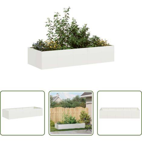 vidaXL Fioriera per giardino -  Fioriera Bianca 200x80x40 cm in Acciaio