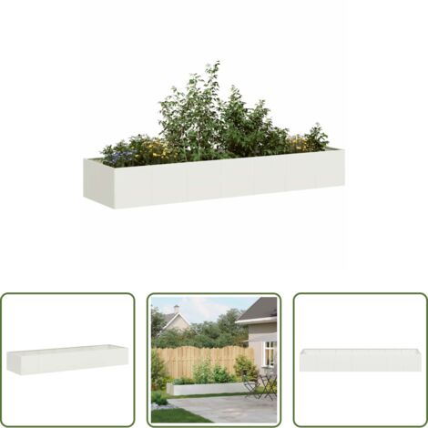 vidaXL Fioriera per giardino -  Fioriera Bianca 280x80x40 cm in Acciaio