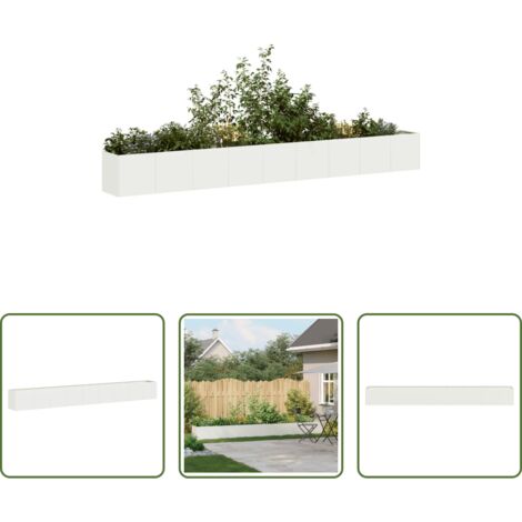 vidaXL Fioriera per giardino -  Fioriera Bianca 360x40x40 cm in Acciaio Laminato a Freddo