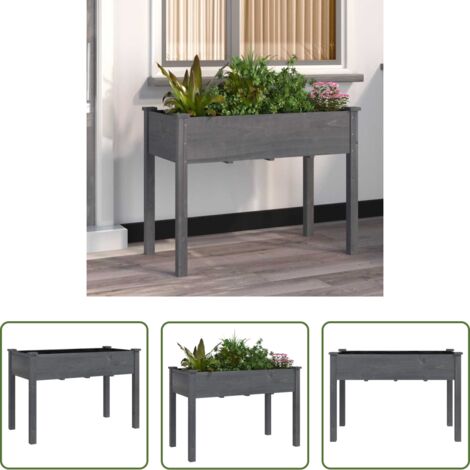 vidaXL Fioriera per giardino -  Fioriera con Fodera Grigia 118x59x76cm Legno Massello di Abete