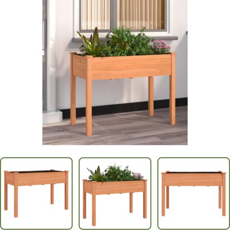 vidaXL Fioriera per giardino -  Fioriera con Fodera Marrone 118x59x76cm Legno Massello di Abete