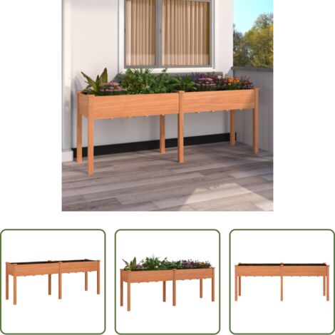 vidaXL Fioriera per giardino -  Fioriera con Fodera Marrone 203x53x76cm Legno Massello di Abete