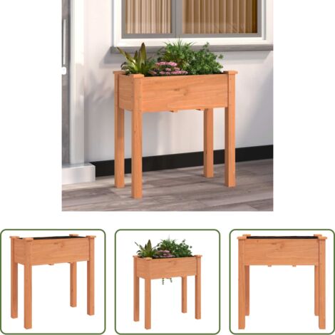 vidaXL Fioriera per giardino -  Fioriera con Fodera Marrone 71x37x76 cm Legno Massello di Abete