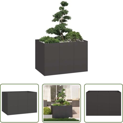 vidaXL Fioriera per giardino -  Fioriera Nera 120x80x80 cm in Acciaio