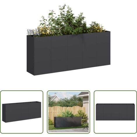 vidaXL Fioriera per giardino -  Fioriera Nera 200x40x80 cm in Acciaio Laminato a Freddo