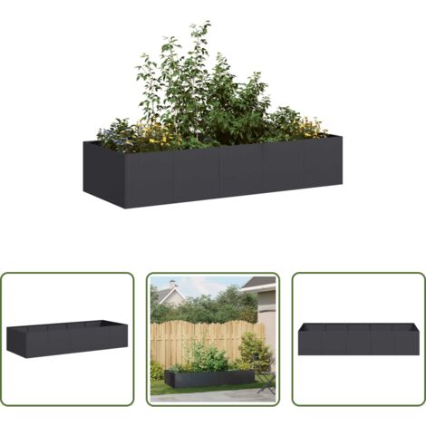 vidaXL Fioriera per giardino -  Fioriera Nera 200x80x40 cm in Acciaio